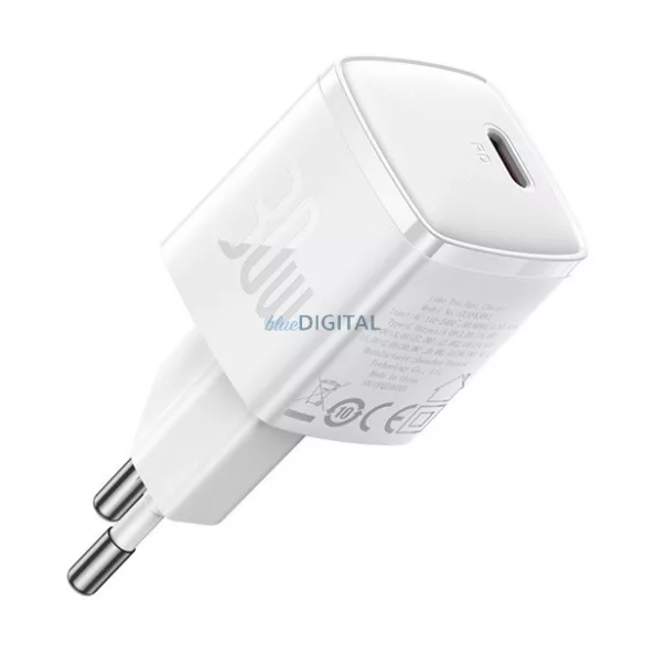 BASEUS CUBE PRO hálózati töltő Type-C aljzat (30W, GaN5, PD gyorstöltő) FEHÉR