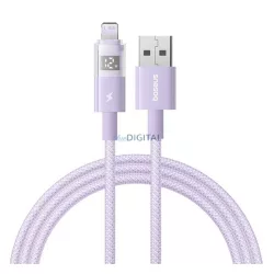   BASEUS DISPLAY II adatkábel (USB - lightning, 2.4A, gyorstöltő, cipőfűző, LED kijelző, 100cm) LILA Apple iPhone 12, iPhone 14 Pro Max, iPhone 13 Pro Max