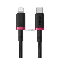   BASEUS DURA adatkábel (Type-C - lightning, 20W, gyorstöltő, cipőfűző, 200cm) PIROS/FEKETE Apple iPhone 12, iPhone 14 Pro Max, iPhone 13 Pro Max