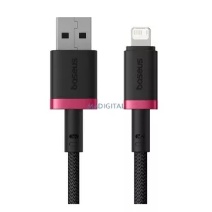 BASEUS DURA adatkábel (USB - lightning, 2.4A, gyorstöltő, cipőfűző, 200cm) PIROS/FEKETE Apple iPhone 12, iPhone 14 Pro Max, iPhone 13 Pro Max