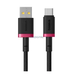   BASEUS DURA adatkábel (USB - Type-C, 60W, gyorstöltő, cipőfűző, 200cm) PIROS/FEKETE