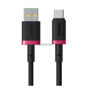 BASEUS DURA adatkábel (USB - Type-C, 60W, gyorstöltő, cipőfűző, 200cm) PIROS/FEKETE