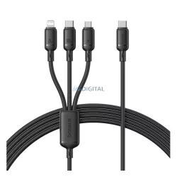   BASEUS SILKY adatkábel 3in1 (Type-C - Type-C/ lightning/microUSB, 100W, gyorstöltő, 150cm) FEKETE