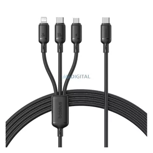 BASEUS SILKY adatkábel 3in1 (Type-C - Type-C/ lightning/microUSB, 100W, gyorstöltő, 150cm) FEKETE