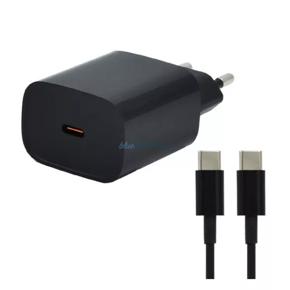 BLACKBIRD BH1497 hálózati töltő USB+Type-C aljzat (25W, PD gyorstöltő + Type-C kábel) FEKETE