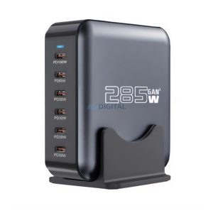 BLACKBIRD BH1668 hálózati töltő 6 Type-C aljzat (285W, GaN, PD gyorstöltő) FEKETE