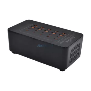 BLACKBIRD BH1676 hálózati töltő 10 USB+10 Type-C aljzat (100W, PD gyorstöltő) FEKETE