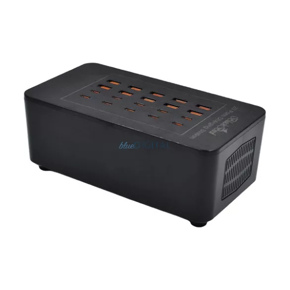 BLACKBIRD BH1676 hálózati töltő 10 USB+10 Type-C aljzat (100W, PD gyorstöltő) FEKETE
