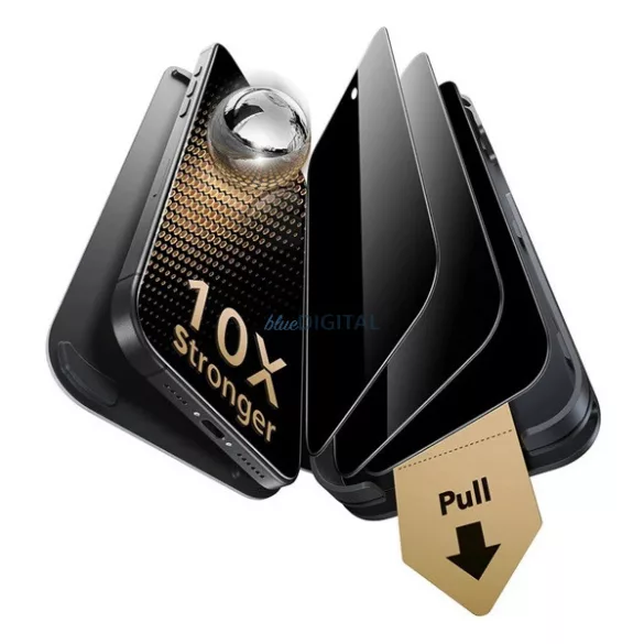 ESR CORNING GORILLA GLASS ULTRAFIT PRIVACY képernyővédő üveg 3db (2.5D, 9H, betekintés ellen + segédkeret) ÁTLÁTSZÓ Apple iPhone 17 Pro Max