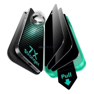 ESR ULTRAFIT ARMORITE PRIVACY képernyővédő üveg 3db (2.5D, 9H, EXTRA erős, betekintés ellen + segédkeret) FEKETE Apple iPhone 17