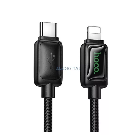 HOCO U146 adatkábel (Type-C - lightning, 30W, PD gyorstöltő, LED kijelző, 120cm) FEKETE Apple iPhone 13 Pro Max, iPhone 14 Pro Max, iPhone 12