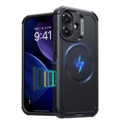   ESR CYBER HALOLOCK defender műanyag telefonvédő (erős ütésállóság, légpárnás sarok, MagSafe) FEKETE Apple iPhone 17