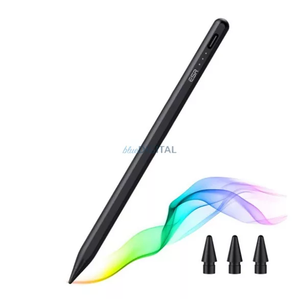 ESR érintő ceruza (aktív, kapacitív, mágneses, Type-C, Apple Pencil/Apple iPad/Apple iPad Air kompatibilis) FEKETE Apple IPAD, IPAD 2, IPAD (3rd Generation)