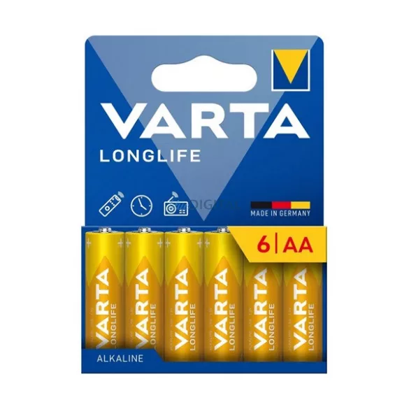 VARTA LONGLIFE tartós elem (AA, R6, 1.5V, alkáli) 6db/csomag