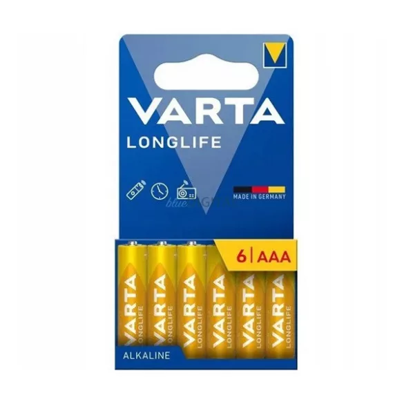 VARTA LONGLIFE tartós elem (AAA, R3, 1.5V, alkáli) 6db/csomag