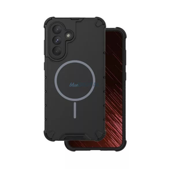 Defender műanyag telefonvédő (ütésállóság, légpárnás sarok, matt, szilikon belső, MagSafe) FEKETE Samsung Galaxy A56 5G (SM-A566)