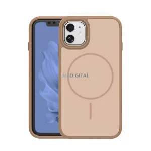 Szilikon telefonvédő (műanyag hátlap, ütésállóság, légpárnás sarok, kameravédő, MagSafe) BARNA Apple iPhone 11