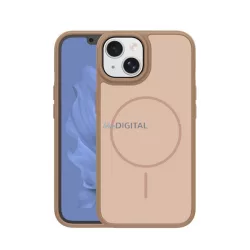   Szilikon telefonvédő (műanyag hátlap, ütésállóság, légpárnás sarok, kameravédő, MagSafe) BARNA Apple iPhone 15