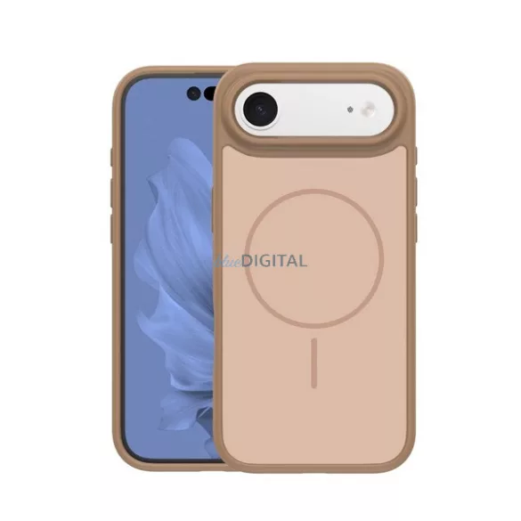 Szilikon telefonvédő (műanyag hátlap, ütésállóság, légpárnás sarok, kameravédő, MagSafe) BARNA Apple iPhone Air