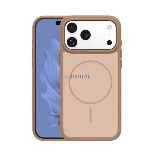 Szilikon telefonvédő (műanyag hátlap, ütésállóság, légpárnás sarok, kameravédő, MagSafe) BARNA Apple iPhone 17 Pro Max