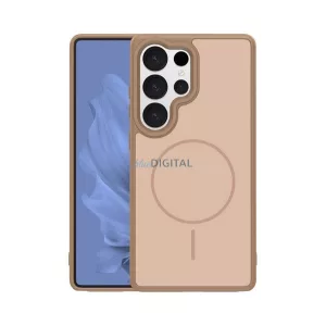 Szilikon telefonvédő (műanyag hátlap, ütésállóság, légpárnás sarok, kameravédő, MagSafe) BARNA Samsung Galaxy S25 Ultra (SM-S938)