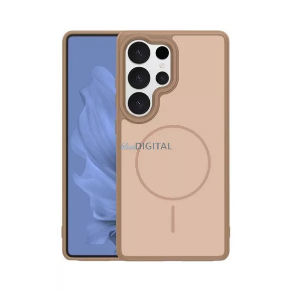 Szilikon telefonvédő (műanyag hátlap, ütésállóság, légpárnás sarok, kameravédő, MagSafe) BARNA Samsung Galaxy S25 Ultra (SM-S938)