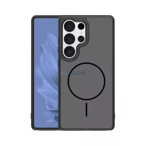 Szilikon telefonvédő (műanyag hátlap, ütésállóság, légpárnás sarok, kameravédő, MagSafe) FEKETE Samsung Galaxy S25 Ultra (SM-S938)