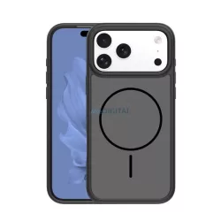  Szilikon telefonvédő (műanyag hátlap, ütésállóság, légpárnás sarok, kameravédő, MagSafe) FEKETE Apple iPhone 17 Pro