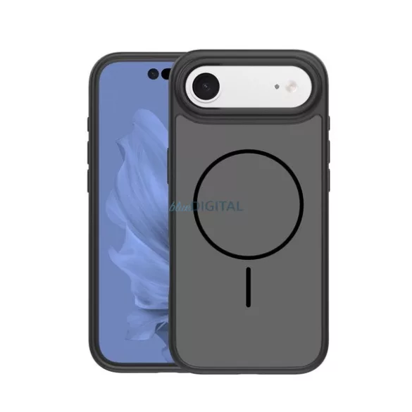 Szilikon telefonvédő (műanyag hátlap, ütésállóság, légpárnás sarok, kameravédő, MagSafe) FEKETE Apple iPhone Air