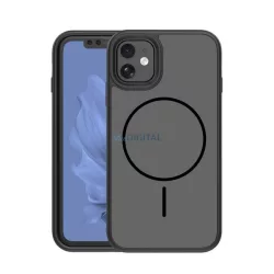   Szilikon telefonvédő (műanyag hátlap, ütésállóság, légpárnás sarok, kameravédő, MagSafe) FEKETE Apple iPhone 11
