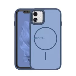   Szilikon telefonvédő (műanyag hátlap, ütésállóság, légpárnás sarok, kameravédő, MagSafe) SÖTÉTKÉK Apple iPhone 11
