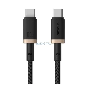BASEUS DURA adatkábel (Type-C - Type-C, 100W, PD gyorstöltő, cipőfűző, 200cm) ARANY/FEKETE