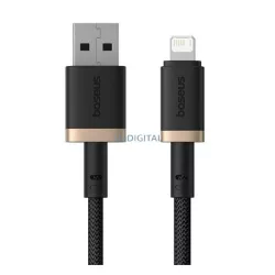   BASEUS DURA adatkábel (USB - lightning, 12W, gyorstöltő, törésgátló, cipőfűző, 200cm) ARANY/FEKETE Apple IPAD (4th Generation), IPAD Air 2, IPAD Pro 9.7
