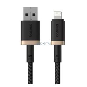 BASEUS DURA adatkábel (USB - lightning, 12W, gyorstöltő, törésgátló, cipőfűző, 200cm) ARANY/FEKETE Apple IPAD (4th Generation), IPAD Air 2, IPAD Pro 9.7