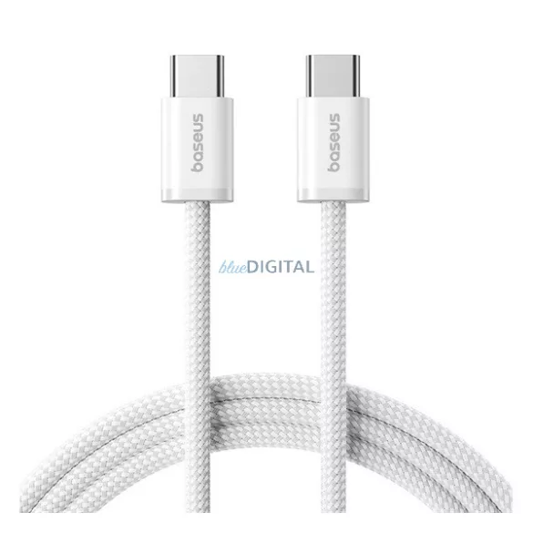 BASEUS DYNAMIC 4 adatkábel (Type-C - Type-C, 100W, PD gyorstöltő, cipőfűző, 200cm) FEHÉR