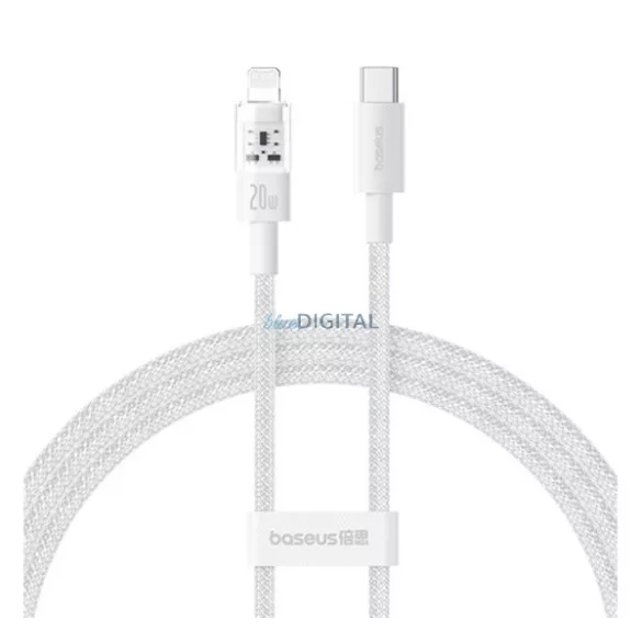 BASEUS GEM adatkábel (USB - lightning, 20W, PD gyorstöltő, cipőfűző, 100cm) FEHÉR Apple IPAD (4th Generation), IPAD Air 2, IPAD Pro 9.7
