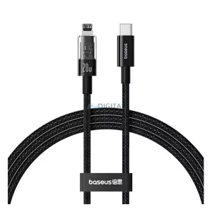 BASEUS GEM adatkábel (USB - lightning, 20W, PD gyorstöltő, cipőfűző, 100cm) FEKETE Apple IPAD (4th Generation), IPAD Air 2, IPAD Pro 9.7