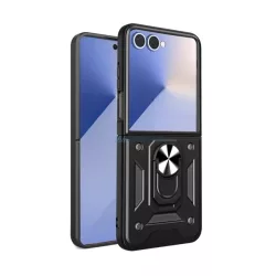   Defender szilikon telefonvédő (ütésállóság, tartógyűrű) FEKETE Samsung Galaxy Z Flip7 (SM-F766)