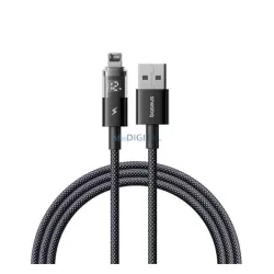   BASEUS DISPLAY II adatkábel (USB - lightning, 2.4A, gyorstöltő, cipőfűző, LED kijelző, 100cm) FEKETE Apple IPAD (4th Generation), IPAD Air 2, IPAD Pro 9.7