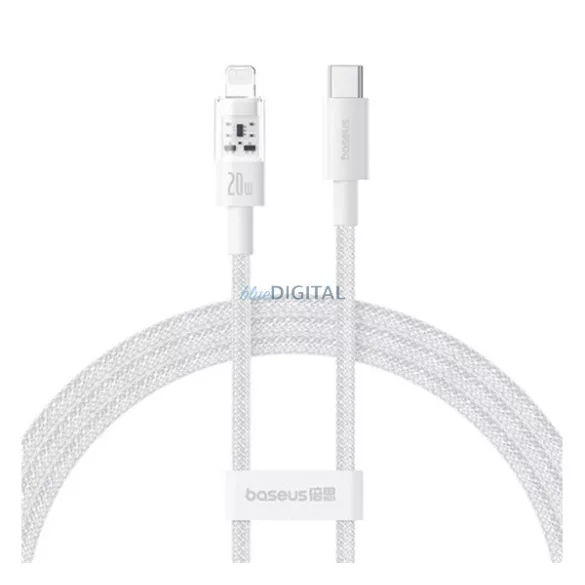 BASEUS GEM adatkábel (USB - lightning, 20W, PD gyorstöltő, cipőfűző, 200cm) FEHÉR Apple IPAD (4th Generation), IPAD Air 2, IPAD Pro 9.7