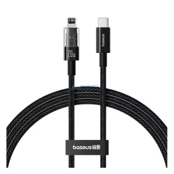   BASEUS GEM adatkábel (USB - lightning, 20W, PD gyorstöltő, cipőfűző, 200cm) FEKETE Apple IPAD (4th Generation), IPAD Air 2, IPAD Pro 9.7