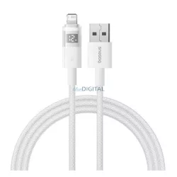   BASEUS DISPLAY II adatkábel (USB - lightning, 2.4A, gyorstöltő, cipőfűző, LED kijelző, 200cm) FEHÉR Apple IPAD (4th Generation), IPAD Air 2, IPAD Pro 9.7