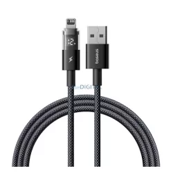   BASEUS DISPLAY II adatkábel (USB - lightning, 2.4A, gyorstöltő, cipőfűző, LED kijelző, 200cm) FEKETE Apple IPAD (4th Generation), IPAD Air 2, IPAD Pro 9.7