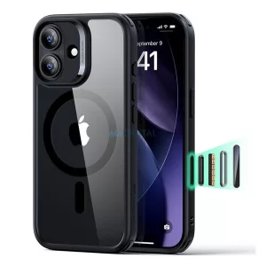 ESR CLASSIC HYBRID szilikon telefonvédő (ütésállóság, légpárnás sarok, MagSafe) ÁTLÁTSZÓ/FEKETE Apple iPhone 17
