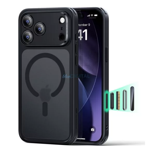 ESR CLASSIC HYBRID szilikon telefonvédő (ütésállóság, légpárnás sarok, MagSafe) FEKETE Apple iPhone 17 Pro