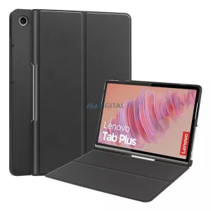 Tok álló, bőr hatású (FLIP, oldalra nyíló) FEKETE Lenovo Tab Plus (TB351FU)