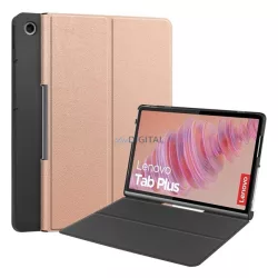   Tok álló, bőr hatású (FLIP, oldalra nyíló) ROZÉARANY Lenovo Tab Plus (TB351FU)