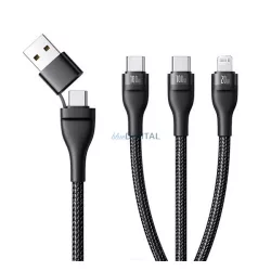   BASEUS FLASH SERIES III adatkábel 3in1 (Type-C/USB - 2 Type-C/lightning, PD gyorstöltő, 100W, 150cm) FEKETE