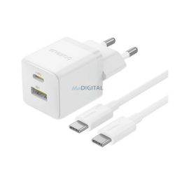   BASEUS PALM hálózati töltő USB+Type-C aljzat (30W, PD gyorstöltő 3.0 + Type-C kábel) FEHÉR