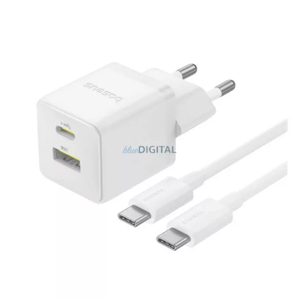 BASEUS PALM hálózati töltő USB+Type-C aljzat (30W, PD gyorstöltő 3.0 + Type-C kábel) FEHÉR